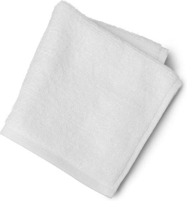 Welhome James 100% Cotton Textured Stripe Towels - 24 Pack Washcloths, Soft & Absorbent, White