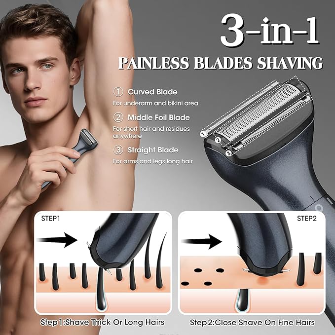 Manscape Ball Trimmer for Men,Body& Pubic Hair Trimmer and Groin Hair Shaver for Women & Men Pubic Hair, Private Area, Legs, Eyebrow,Face, Nose, Eyebrow, Body Hair Removal IPX5 Waterproof LED Display