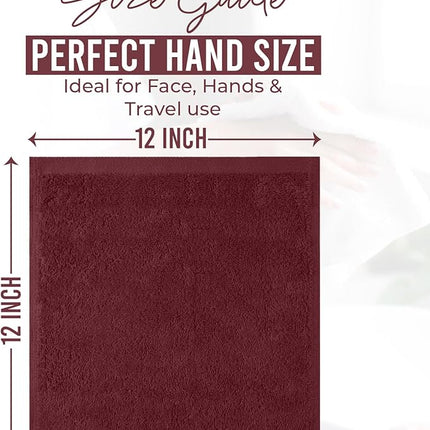 DAN RIVER 12 Pack Wash Cloths for Showering [12x12] - 100% Cotton Washcloths Premium Quality Flannel Face Cloths for Bathroom, Highly Absorbent and Soft Feel Wash Clothes, Pomegranate