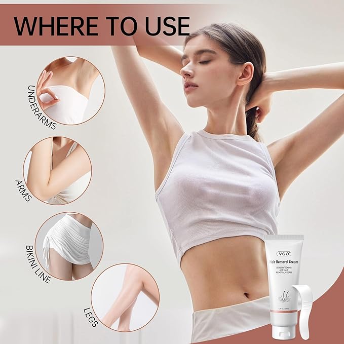VGO Painless Bikini Gel for Women & Men, Unwanted Hair Removal for All Skin Types, 120ml / 4.06oz