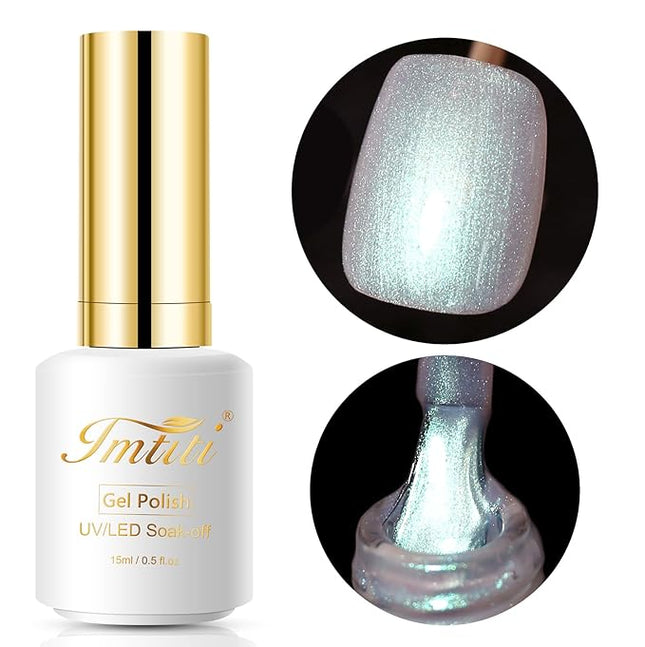 Imtiti Shimmer White Gel Nail Polish, 0.5fl.oz White Green UV/LED Soak Off Gel Polish Nail Art DIY Salon Design 1Pcs