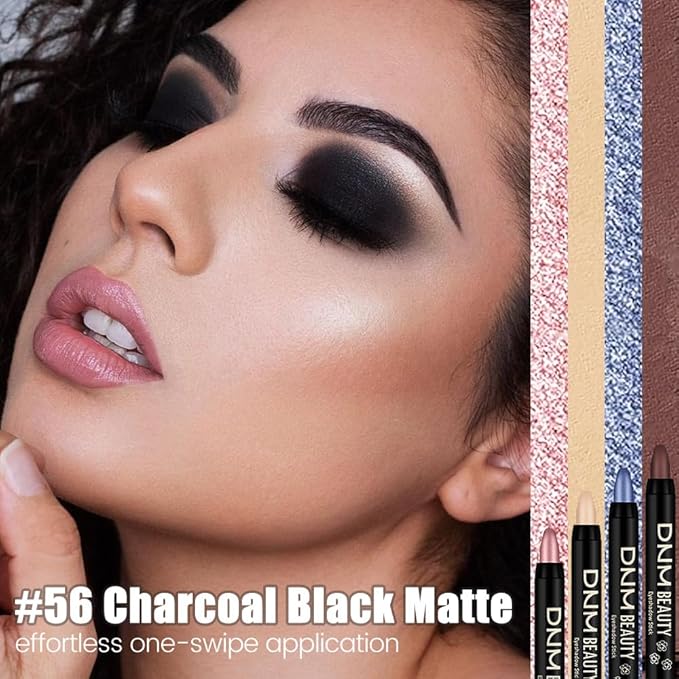 Black Matte Cream Eye Shadow Stick Makeup for Women, Black Matte Eyeliner Pencil Eyeshadow Brightener Stick for Eyes, Waterproof Eyeshadow Applicator Blendable, sombras para ojos 56#