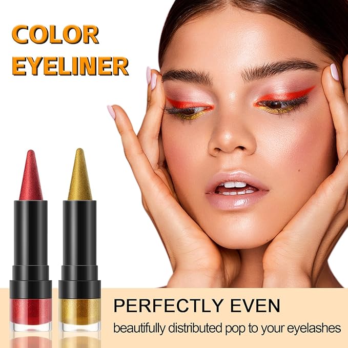 Boobeen Color Eyeliner Pencil, Metallic Glitter Eyeliner Gel, 4 in 1 Eye Makeup Stick-Eye Lip Liner, Eyeshadow, Waterproof, For Bold Glamour Makeup