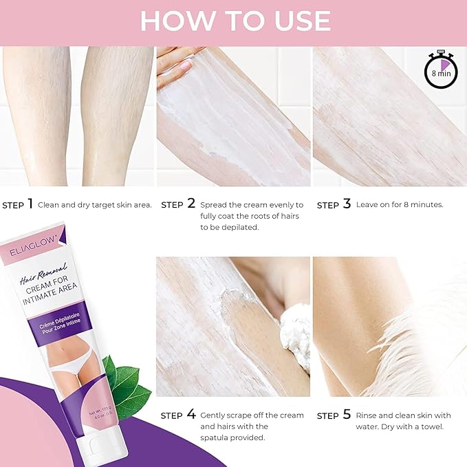Hair Removal Cream for Women and Men : Sensitive Depilatory Cream for Bikini, Private Areas, Pubic, Body, Legs, and Underarms - Gentle Formula for All Skin Type