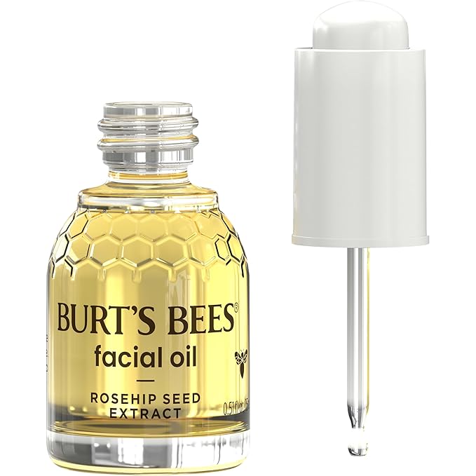 Burt's Bees Gua Sha Face Oil With Rosehip Seed Extract, Reduces Appearance of Fine Lines and Wrinkles, Use with Ice Roller & Facial Tools, Natural Origin Skin Care, 0.51 fl. oz.