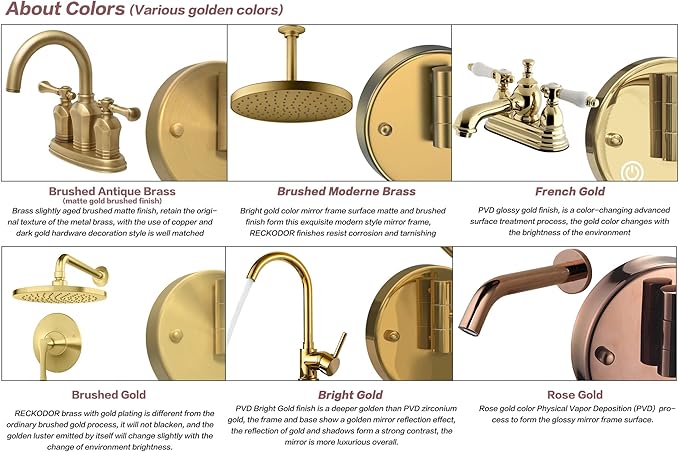 8 Inch Brass Rechargeable Lighted Wall Mounted Makeup Mirror Gold, 1X/5X Double Sided Vanity Mirror with Light and Magnification, 360 Swivel Extendable Shaving Mirror, Brushed Gold