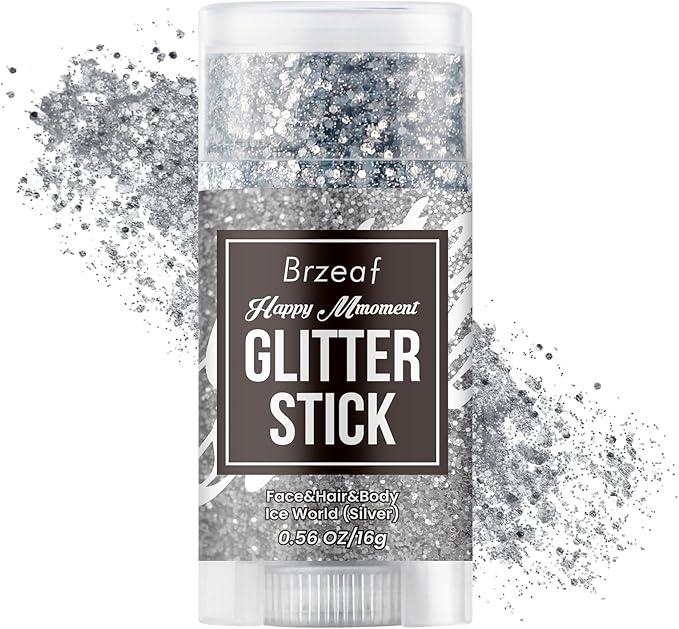 Brzeaf Halloween Body Glitter Stick, Waterproof & Long Lasting, Hair Eyeshadow Face Body Glitter, Singer Concert Music Rave Festival, Glitter Stick Makeup & Face Glitter Gel