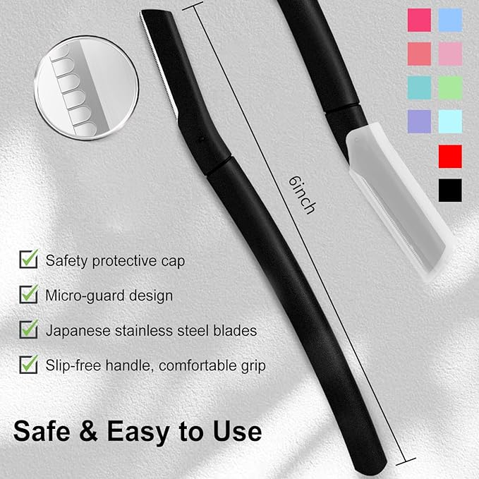 Precision Dermaplane Razor, Face Razors for Women and Men, Eyebrow Razor, Dermaplaning Tool, Peach Fuzz Remover, Skin-friendly Microblades with Protective Cap