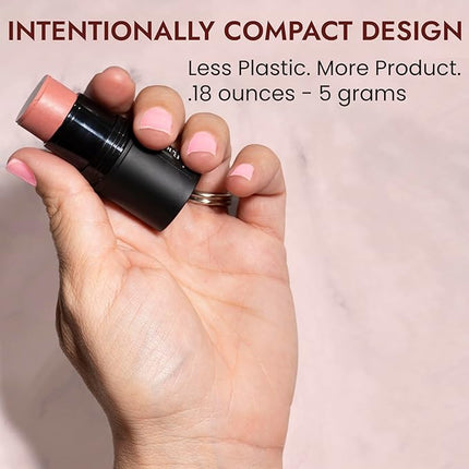 BaeBlu - Organic Blush Tube, Brandy - 100% Natural Vegan Cream Blush Sticks, Multi-Use Bronzer, & Highlighter for Lips, Cheeks & Eyes, Buildable Shimmer, Gluten-Free, Paraben-Free, Made in USA