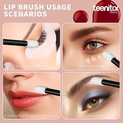 Teenitor 200 Pcs Mascara Wands & Lip Applicators Disposable, Lip gloss Lipstick Tester Disposable Makeup Applicators, Hot Red