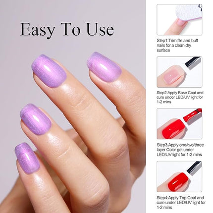 Imtiti Aurora Mermaid Purple Gel Nail Polish, 0.5fl.oz Pearl Shimmer Shell Soak Off U V Gel Polish for DIY Nail Art Manicure 1Pcs