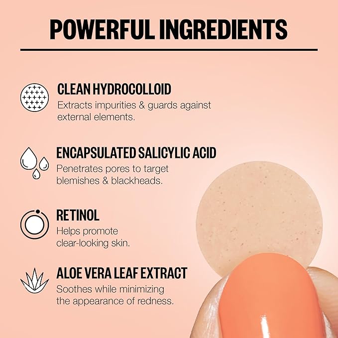 PEACE OUT Acne Healing Dots Helps Clear Blemishes Overnight, Fast Acting Hydrocolloid Pimple Patches for Breakouts with Salicylic Acid, Retinol and Aloe Vera, Award Winning Skincare Solution 20 Count