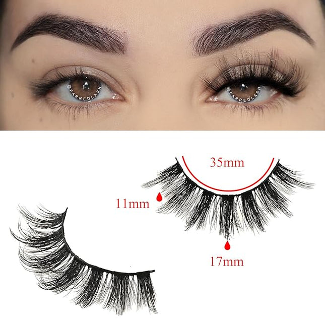 FARRED Lashes False Eyelashes Wispy Mink Lash Strips Natural Doll Eye Fake Eyelash Fluffy Wispies D curl Spiky Eye Lash Pack Easy Manga Lashes for Beginners (F6 | 11-17mm)