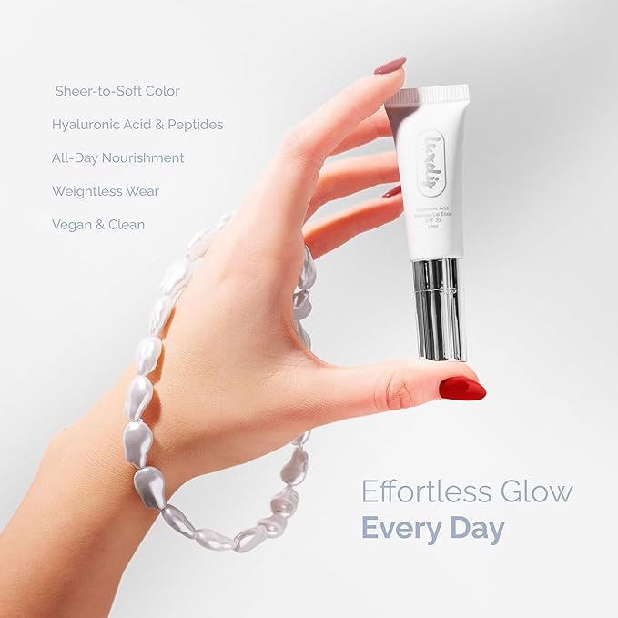 Tinted Lip Balm Elixir for OIder Women, Hydrating Vegan Lip Care with Sheer Color & Moisturizing Glow – Non-Sticky Nourishing Lip Treatment for Soft, Smooth Lips (Naturally Clear 10ml)