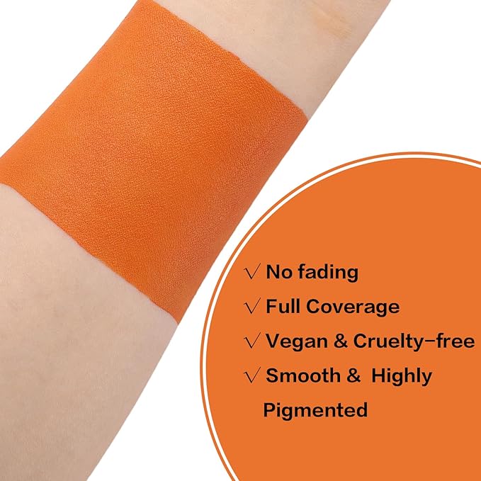 BADCOLOR Orange Face Body Paint Stick, Cream Blendable Eye Black Full Body Paint Makeup for Halloween SFX Makeup Cosplay Joker Zombie Vampire Costume Parties