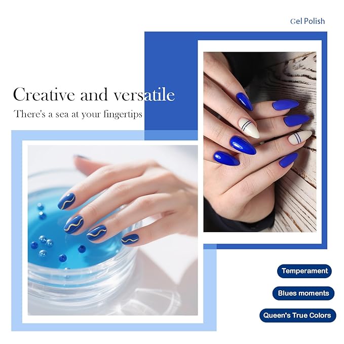CAMILA ¿ 6pcs 15ml Gel Polish Set Navy Blue Gel Nail Polish Kit Soak Off Gel Polish Manicure Salon For Women F Set