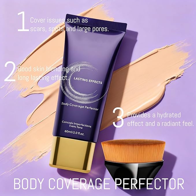 Body Coverage Perfector - Waterproof Leg & Body Makeup, Tattoo Cover Up, Natural Radiance, Sweatproof & Transfer-Resistant (01)