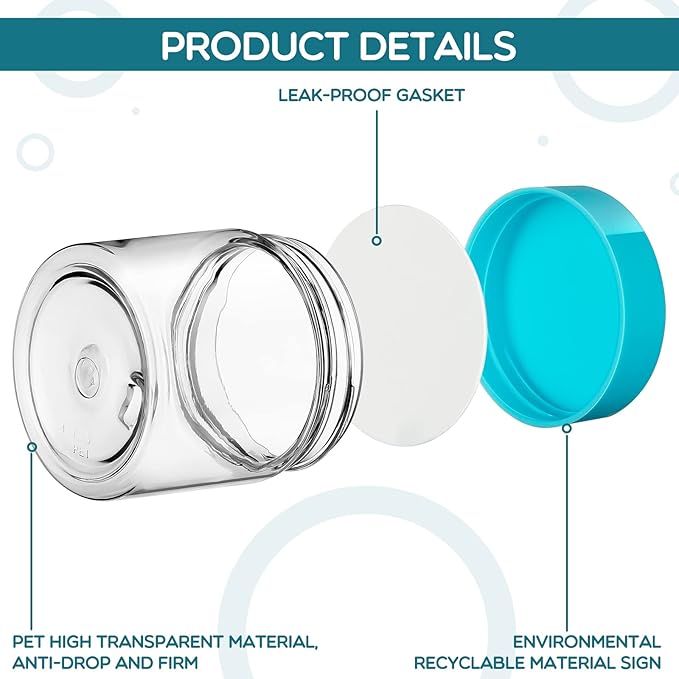 Patelai 4 Pieces Round Wide-mouth Leak Proof Plastic Container Jars with Lids for Travel Storage Makeup Beauty Products Face Creams Oils Salves Ointments DIY Making(2 Ounce,Blue)