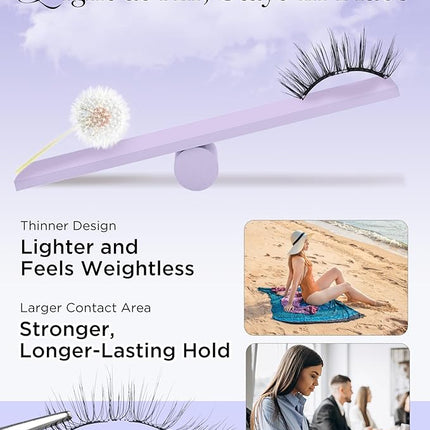 BEYELIAN Magnetic Eyelashes with Applicator Kit, Reusable Natural Look False Lashes, No Glue Needed Soft Magnetic Lashes for Eye M02 (Lightweight & Comfortable)