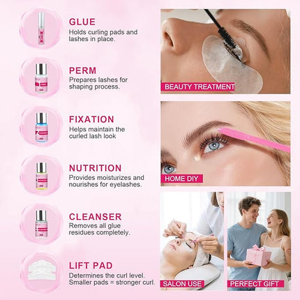Lash Lift Kit, Eyelash Perm Kit, Professional At Home Eyelash Lift Kit with Upgraded Glue, DIY Lash Perm Set Easy for Beginner, Lasting Curling Perming Lash Extension Set Suitable For Salon & Home