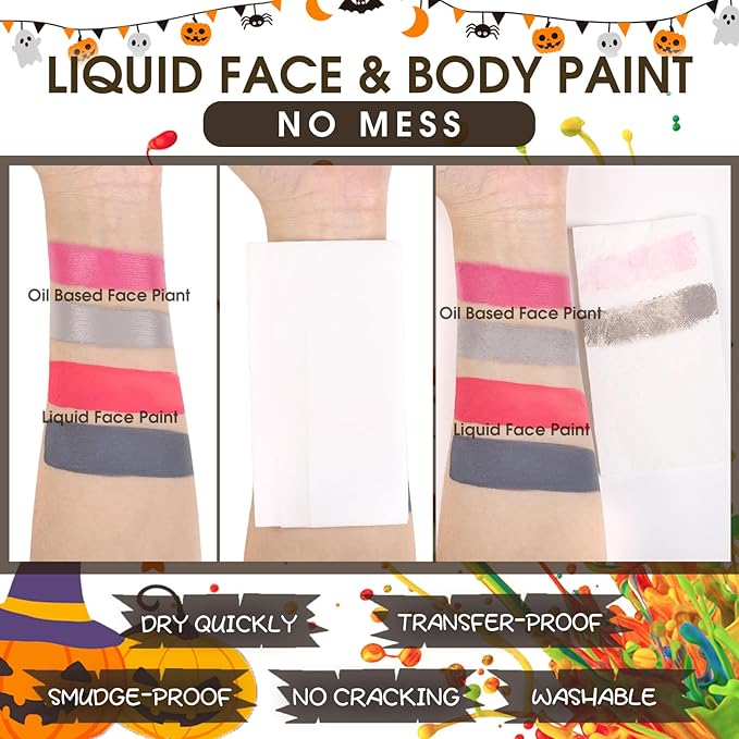 BOBISUKA Orange Face Body Paint Liquid Texture Washable Non Toxic Facepaint Fast Drying Foundation Makeup for or Halloween Pumpkin Cosplay SFX Costume Party Large Capacity(130ml)