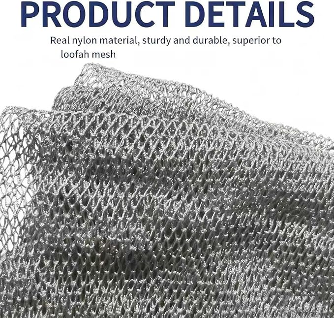 African Net Sponge Authentic, African Exfoliating Sponge Real African Net Black Owned, African Bath Sponge Back Scrubber, Body Exfoliator Shower Bath Accessories (Grey)