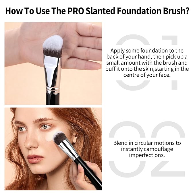 Foundation Brush, EIGSHOW Pro Slanted Brushes Angled Bristles Mask Kabuki Face Brush Perfect for Powder Liquid Cream Buffing Blending (F625)