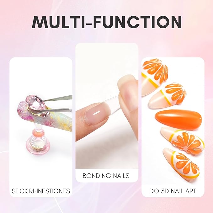 Makartt Gel Nail Glue for Press On Nails - 3D Gel Nail Art, 30ml Super Strong 3 in 1 Solid Nail Glue Gels for False Nail Tips, Long Lasting Manicure Bond, Curing Needed, Pack of 2