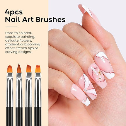 AIMEILI Nail Dotting Tools for Gel Nail Polish Nail Art, 6PCS Double-ended Liner Brushes Design Pen French Nail Brush DIY Manicure Tools Gift