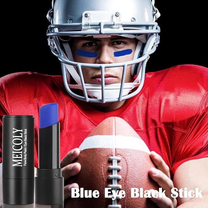 MEICOLY Royal Blue Eye Black Stick,Waterproof Eye Black Baseball Softball Football Lacrosse,Blue Face Body Paint Stick for Halloween SFX Avatar Smurf Mystique Alien SFX Makeup