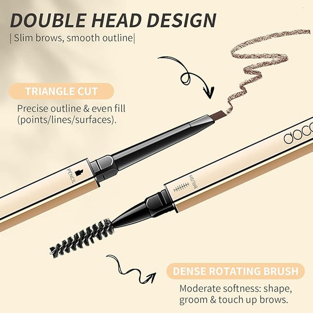 Docolor Makeup Micro Brow Pencil, Definer Eyebrow Pencils for Women Dual-Sided Ultra-Fine Microblading Eyebrow Pencil (Soft Brown and Black,2 Count)