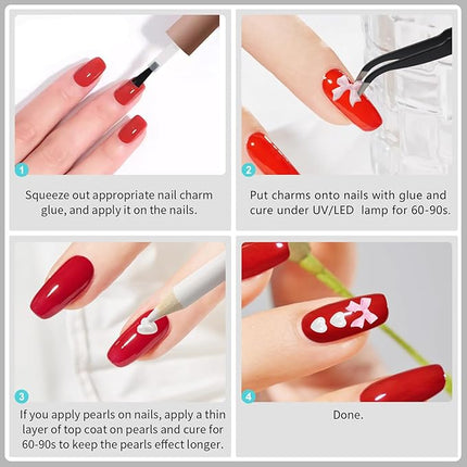 Artdone Nail Art Studs Kit, 12 grids 8 Colors 3D Charms and Pink Mix White Star Heart Moon Cute Nail Jewels for DIY Decoration