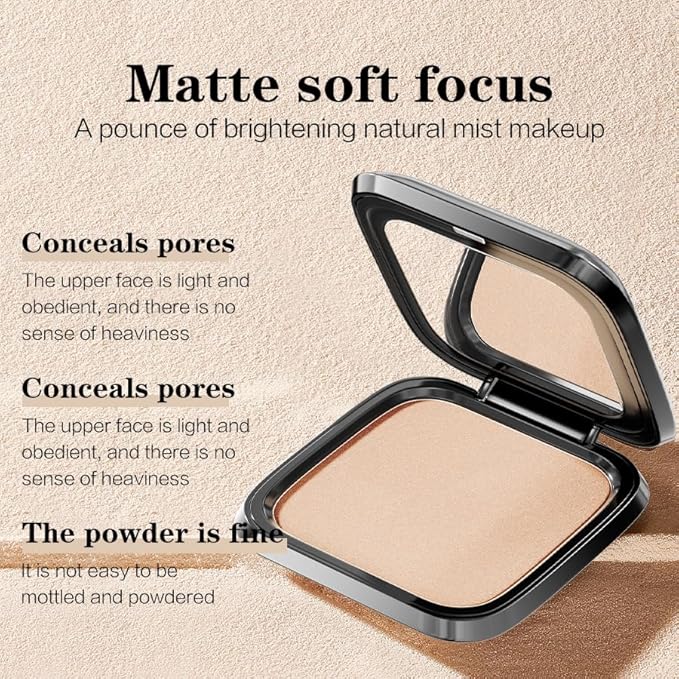 Venrock Soft Velvet Pressed Powder Long-lasting oil control,Natural lightweight finish,Gentle and non-irritating Brightens skin tone Quick touch-ups,Blurs pores,Concealing (02#Wheat, 0.23 oz)