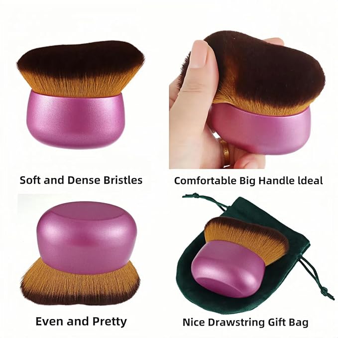 Blend & Blur 75mm Body Kabuki Brush - For Self Tanner, Body Bronzer & Foundation | Face/Back Multitool | Wet/Dry Use (Pink)
