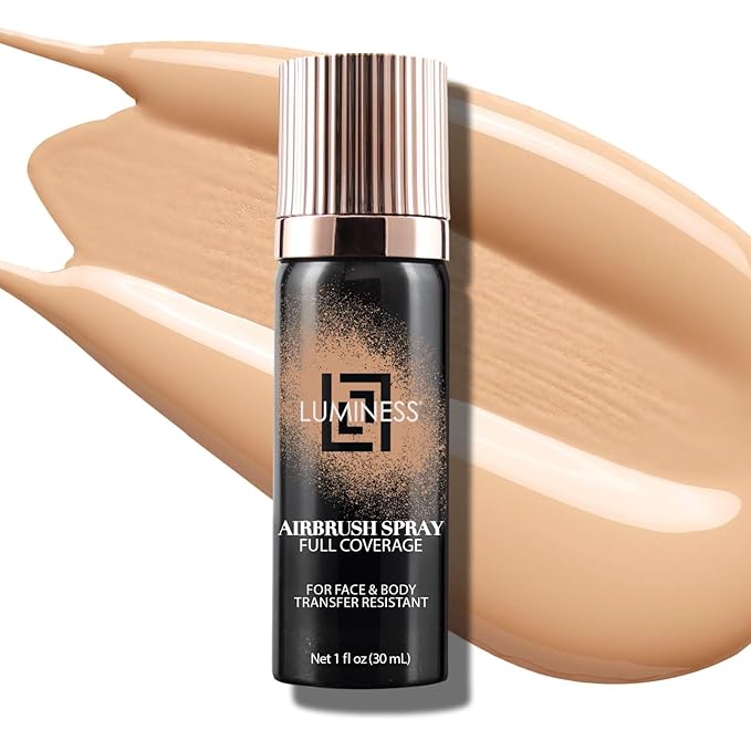 LUMINESS Airbrush Body Coverage - Tattoo Cover Up Makeup - Full Coverage Foundation for Face & Body - Water-Resistant, Long-Wear, Natural Radiant Finish, Light Medium