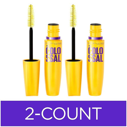 Maybelline Volum' Express Colossal Washable Mascara Makeup, Volumizing, Classic Black, 2 Count