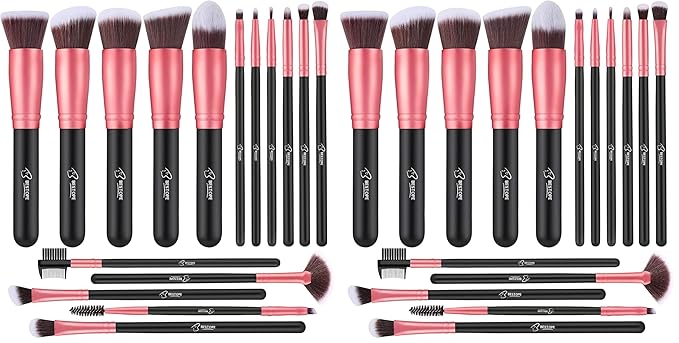 Makeup Brushes Makeup Brush Set - 16 Pcs BESTOPE PRO Premium Synthetic Foundation Concealers Eye Shadows Make Up Brush,Eyeliner Brushes(RoseGold) (Pack of 2)