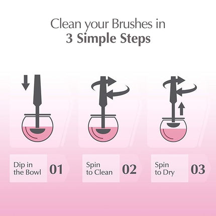 Luxe Electric Makeup Brush Cleaner, Pink, USB Charging Station, 3 Adjustable Speeds, Cleaner to Instantly Wash and Dry Your Makeup Brushes