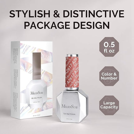 MelodySusie 0.5fl oz Red Brown Gel Nail Polish, Nails Soak Off UV LED Cinnamon Red Gel Polish Gift for Women Nail Art Manicure Salon DIY Nail Design Decoration at Home-A2617