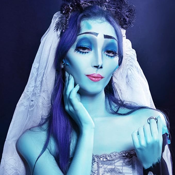 MEICOLY Light Blue Face Body Paint Stick,Pale Baby Blue Face Paint for Halloween SFX Cosplay Corpse Bride Avatar Sally Makeup,Waterproof Eye Black Stick for Baseball Softball Football Lacrosse