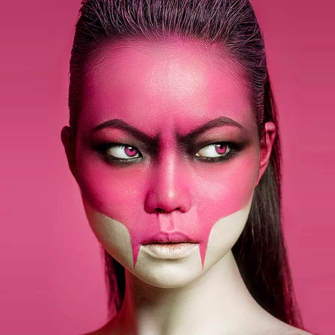 MEICOLY Pink Face Body Paint Stick(1.06Oz),Waterproof Sweatproof Pink Eye Black Softball/Baseball/Football,Cream Body Paint,Blendable Face Paint for Halloween Special Effects SFX Makeup