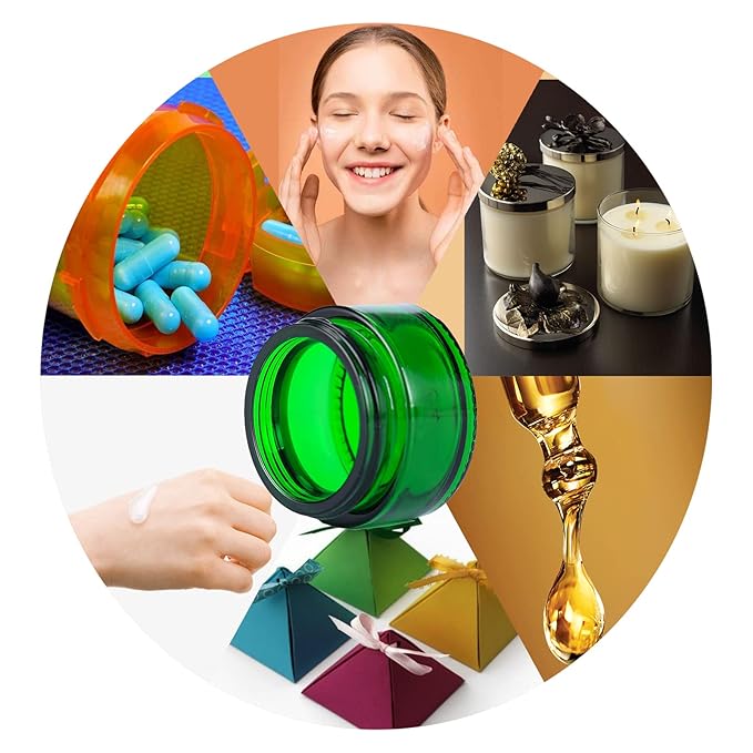 1PCS 1 oz Glass Container Jars with Lids, Empty Cosmetic Round for Cream, Lotion (Green)