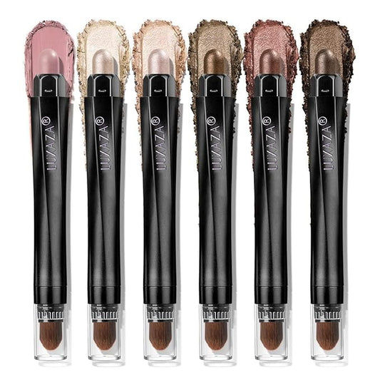 6PCS Eyeshadow Stick Makeup Sets, Crease-Proof Shadow,Metallic And Matte Shimmer Eye Shadow Eye Brightener Stick Pencil Crayon, B01-Pink Brown