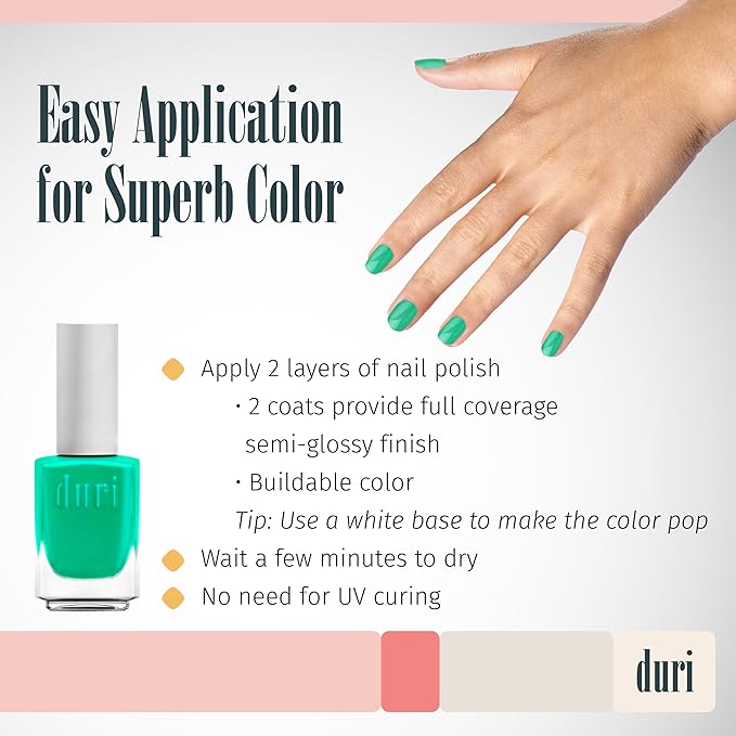 duri 790 Radiant Burst - Neon Green Nail Polish, Semi Matte, Quick Drying, 0.45 Fl Oz