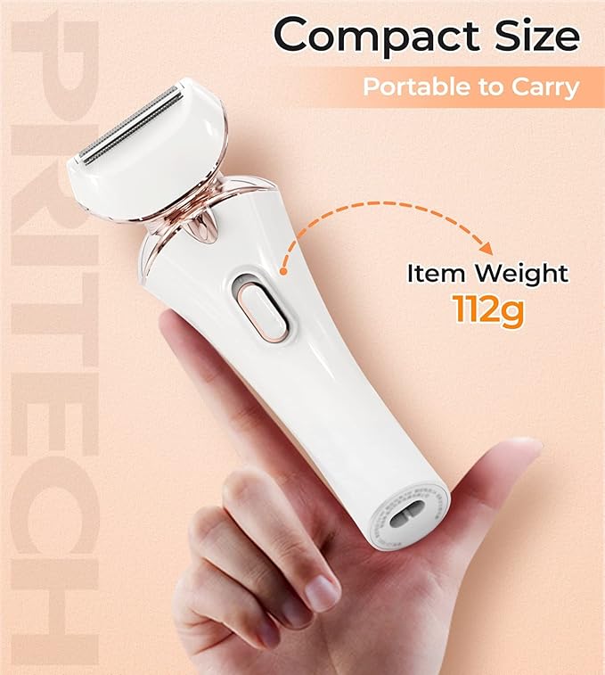 PRITECH Electric Shaver for Women - Cordless Razor for Women Portable Lady Shaver for Legs, Arm, Underarms, Bikini, USB Rechargeable, Wet & Dry Waterproof Bikini Trimmer for Woman, Gold