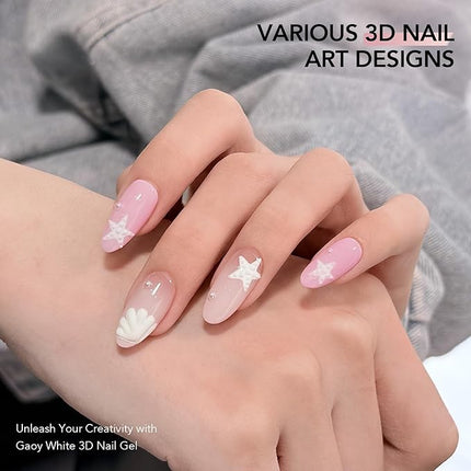 GAOY White 3D Nail Gel, 15g Sculpting Gel for 3D Nail Art Designs Carving, Molding, Painting, No Wipe Gel for Gems & Charms Decoration, Salon DIY Use