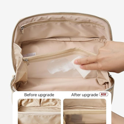 EACHY Travel Makeup Bag,Large Capacity Cosmetic Bags for Women,Waterproof Portable Pouch Open Flat Toiletry Bag Pattern Makeup Bag