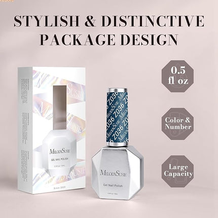 MelodySusie Blue Glitter Gel Nail Polish,0.5fl oz Nails Soak Off UV LED Blue Shimmer Gel Polish Gift for Women Nail Art Manicure Salon DIY Nail Design Decoration at Home-z036-A2104