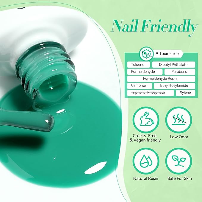 Born Pretty Green Gel Nail Polish, Christmas Carnival Evergreen Gel Nail Polish Set, Glitter Green Sparkle Gel Polish Nail Art Varnish Manicure Collection St. Patrick's Day 6PCS