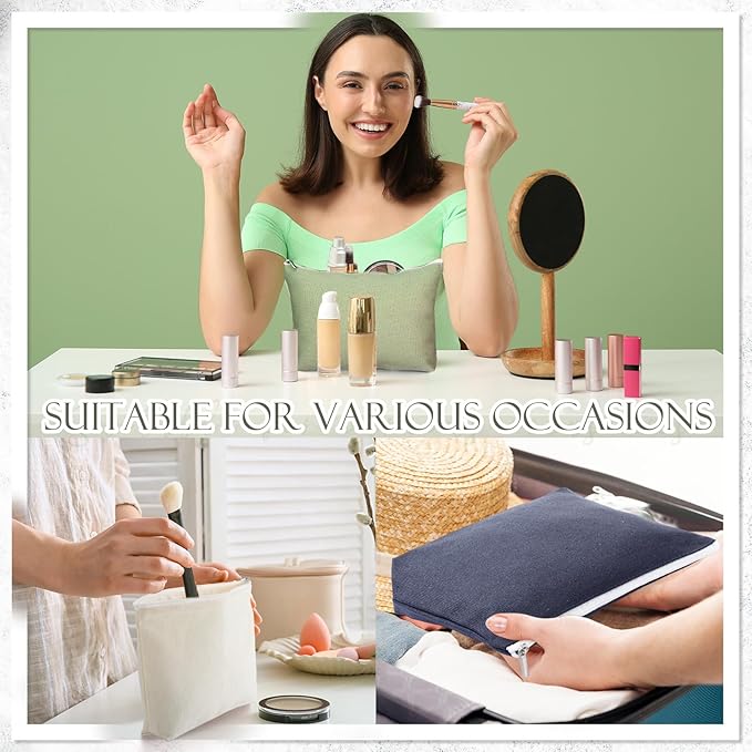 Reginary 10 Pcs Canvas Makeup Bags Bulk for Women Blank DIY Pencil Pouch Travel Toiletry Cosmetics Bags Gift for Christmas Breast Cancer Awareness Thanksgiving Wedding Nurses Teacher(Pastel Color)